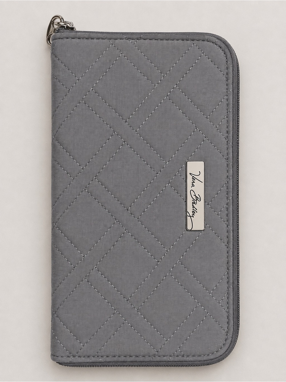 Vera Bradley Quilted Gray Zip-Around Wallet Case
